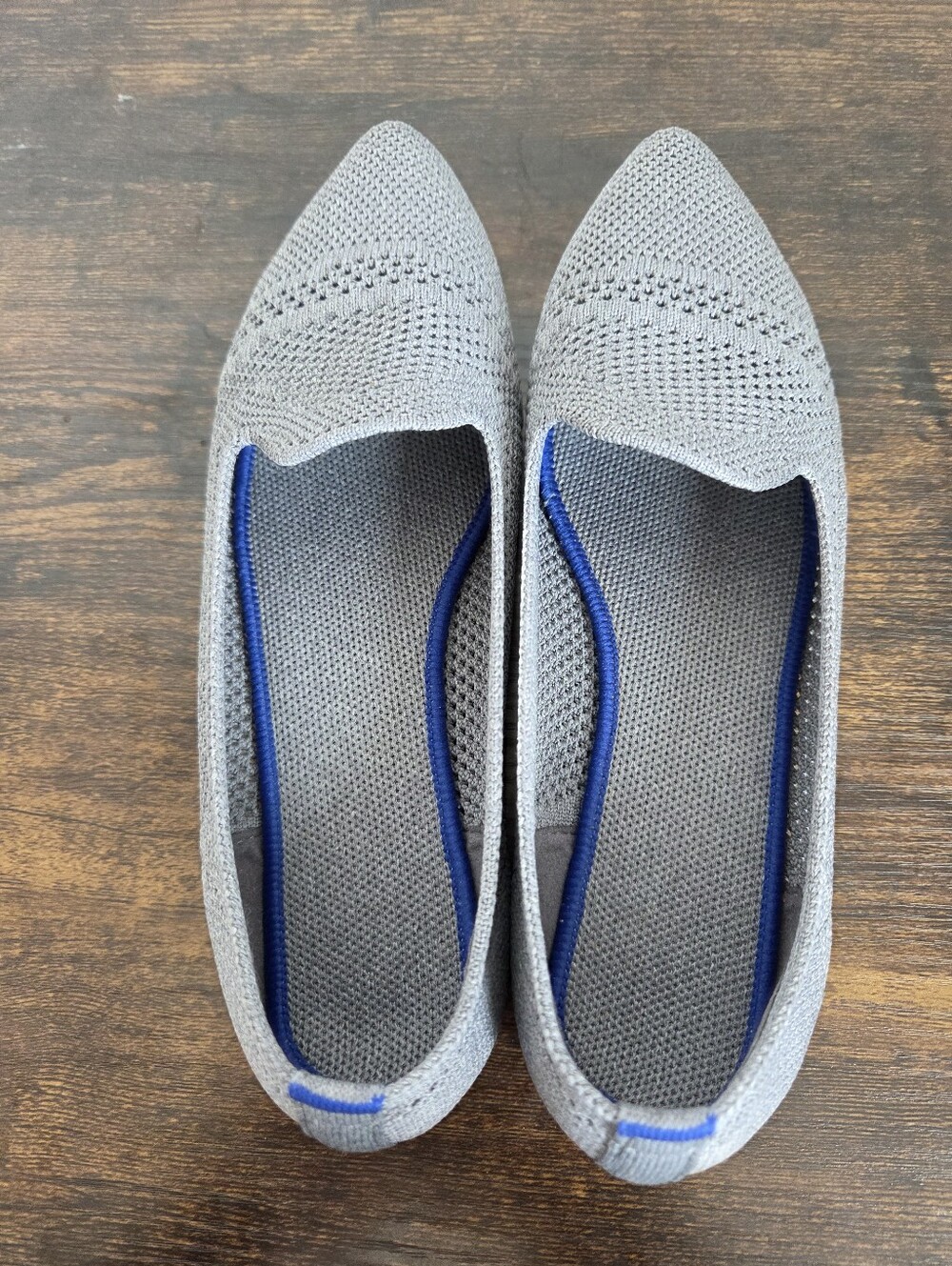 Gray Knit Pointed Toe Ballet Flat Shoes Slip On Preppy Comfy Office School 6 - Picture 7 of 9